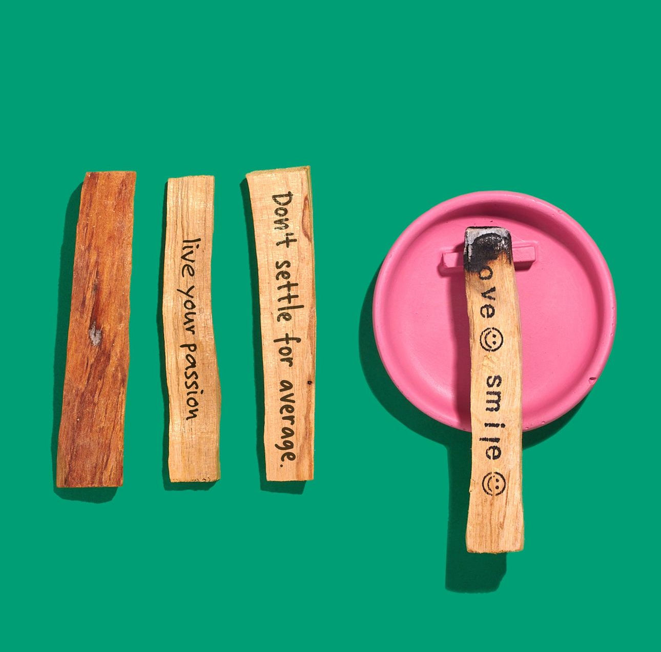 4 Palo Santo Sticks with personalized engravings.